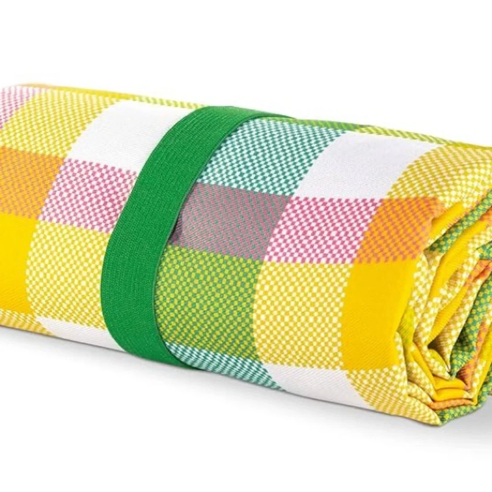 Plaid Picnic Blanket with Green Backing